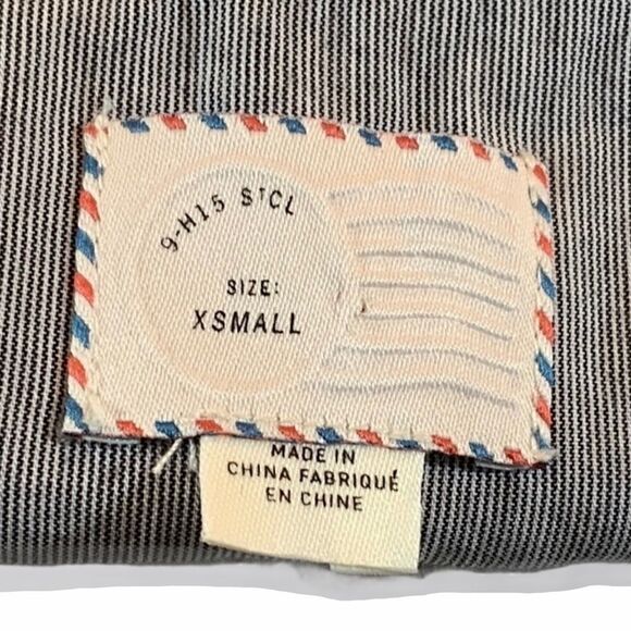 ANTHROPOLOGIE POSTCODE STRIPED LONG SLEEVE BOATNECK TOP POPLIN JERSEY SIZE XS - Picture 5 of 8